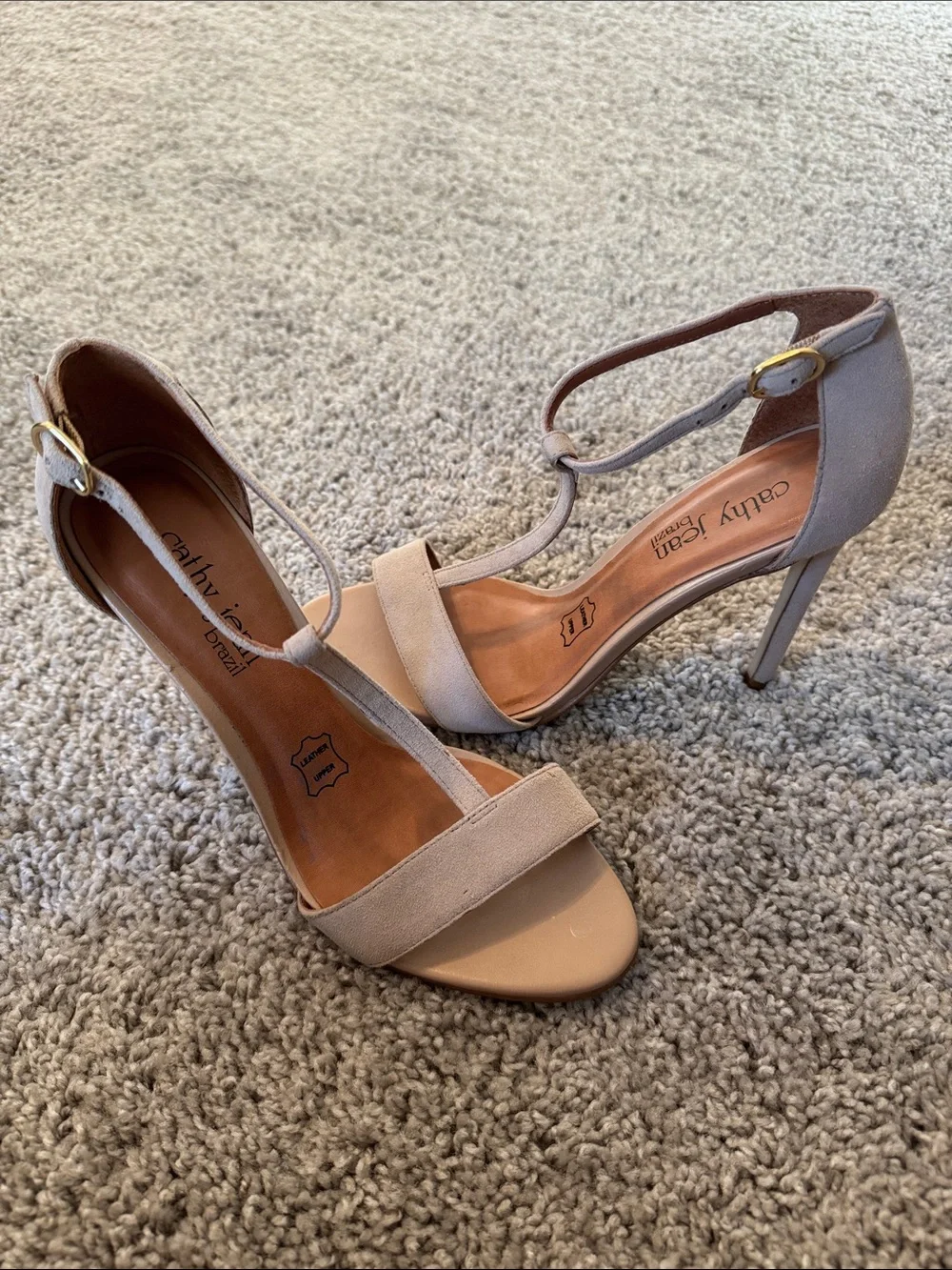 Cathy Jean Nude T-Strap Stiletto Sandals - Picture 15 of 16